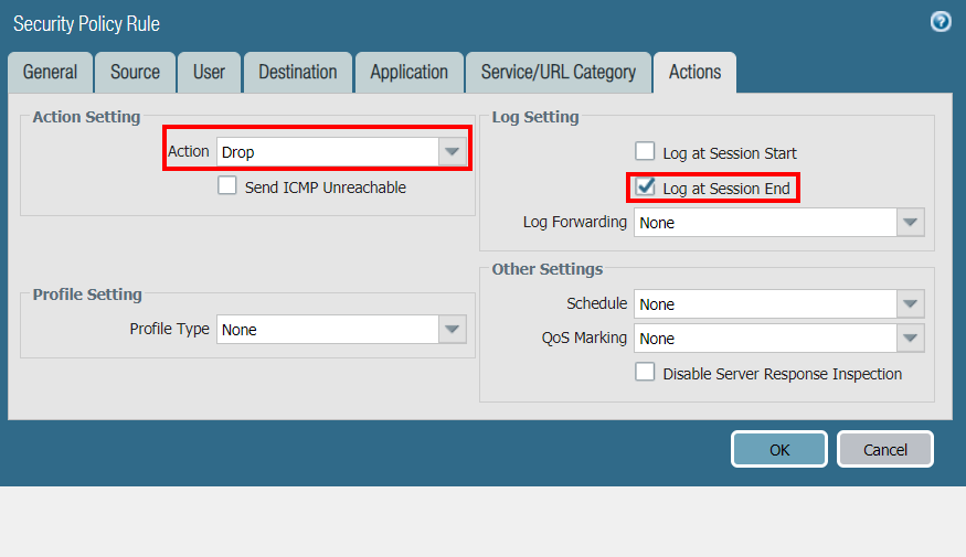 Security Policy - Action Security Policy - Action